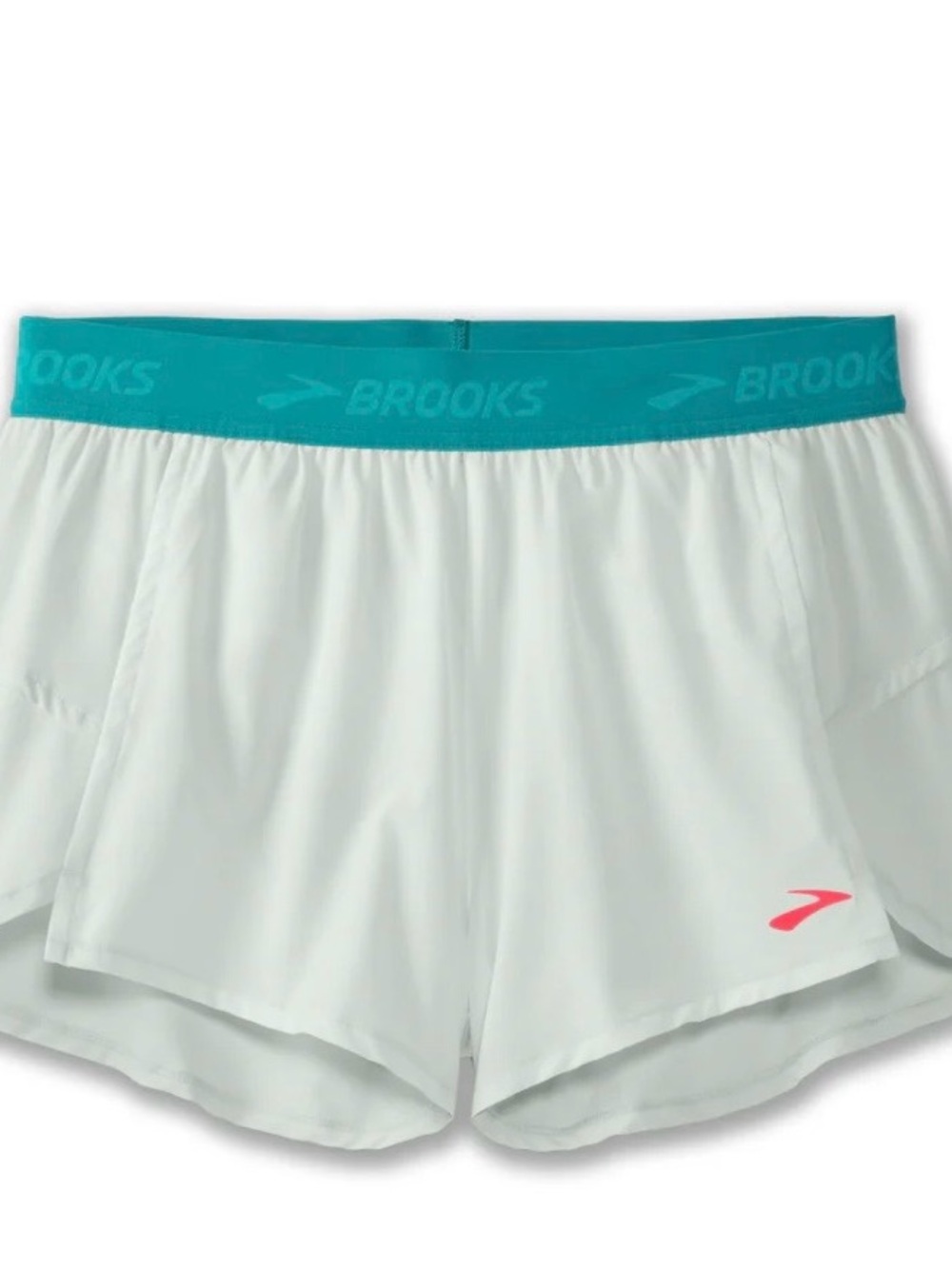 Brooks Women's CHASER 3”White Running Shorts with Teal Waistband New